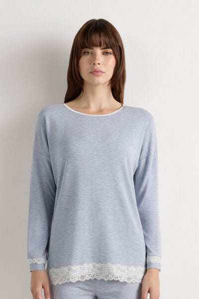 Maglia a Manica Lunga in Modal con Scollo Tondo