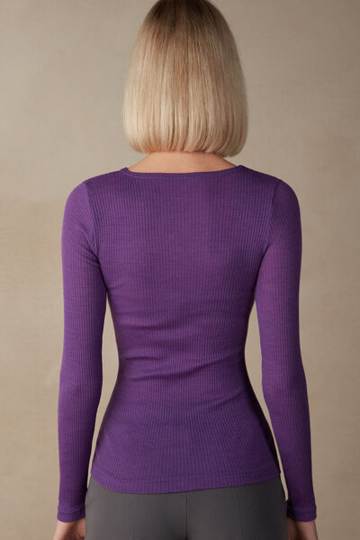 Wool and Silk Long-Sleeved Crew-Neck Max Top