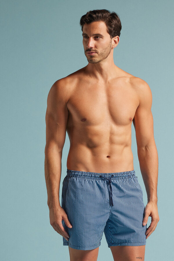 Blue Striped Swim Trunks