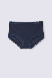 High-waisted cotton and lace french knickers