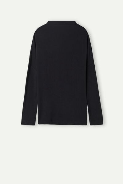 Funnel Neck Top in Plush Modal with Cashmere