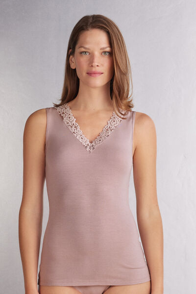 Canotta in Modal e Pizzo Pretty Flower
