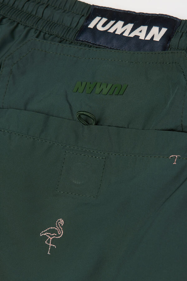 Badeshorts mit Flamingostickerei