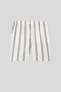 Krátké Kalhoty ze Lnu a Bavlny se Vzorem Širokých Pruhů