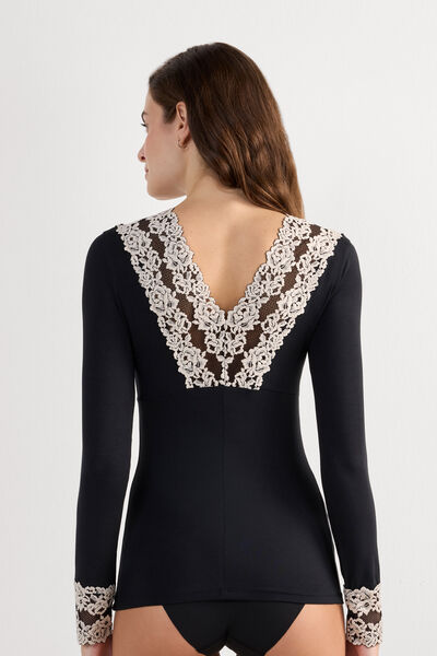Maglia Manica Lunga Scollo a V Pretty Flowers