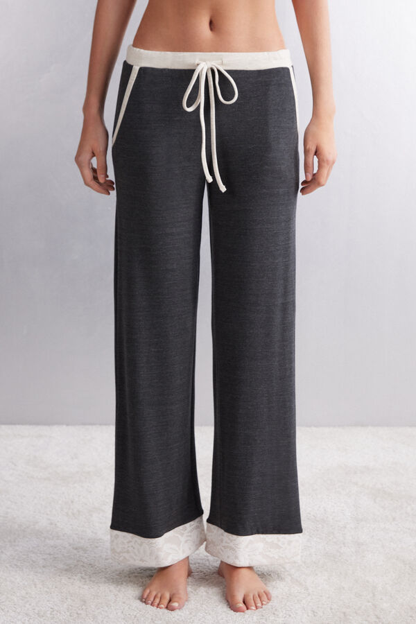 Pantalone Lungo a Palazzo in Modal con Lana Baby It's Cold Outside