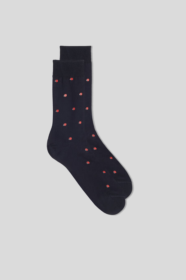 Short Patterned Lisle Cotton Socks