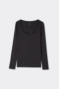 Long-sleeve micromodal scoop neck top
