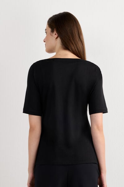 Kurzarmshirt mit U-Boot-Ausschnitt aus Baumwolle Ultrafresh