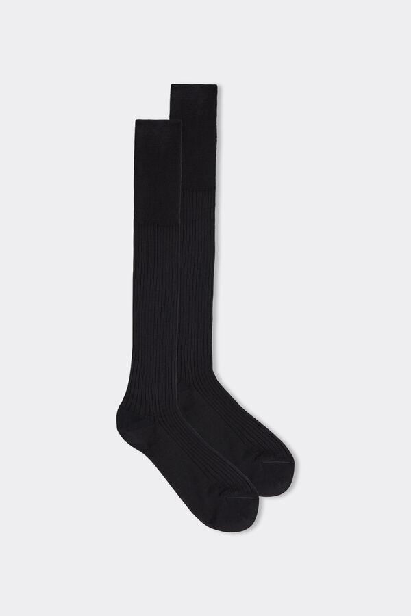 Chaussettes Montantes en Coton Fil d'Écosse Côtelé