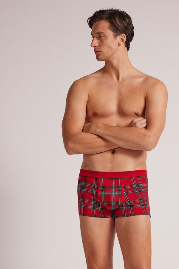 Boxer en coton Superior imprimé tartan de Noël