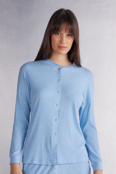 Μακρυμάνικη Μπλούζα Chic Comfort από Μοντάλ με Κουμπιά Μπροστά