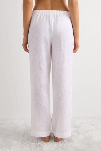 Pantalone Lungo con Coulisse in Tela di Lino The Pure Linen