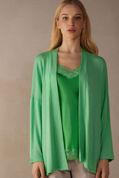 Cardigan Aperto in Modal Ultrasoft con Cashmere