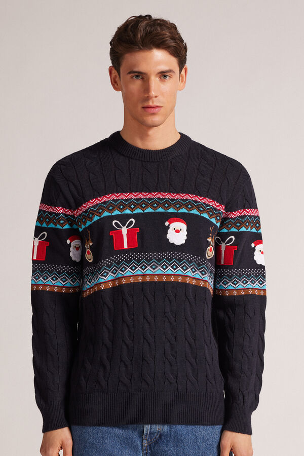 Maglione di Natale con Babbo natale e Renne