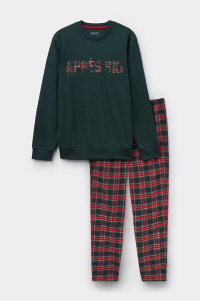 Intimissimi Pijama largo de punto con estampado Après-Ski Hombre Verde Tamaño L
