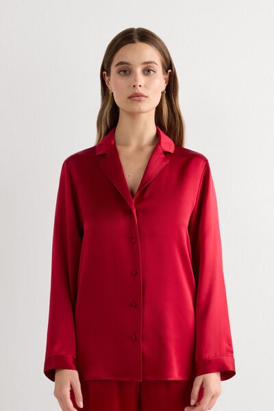 Intimissimi Chaqueta Corte Masculino de Raso de Seda Mujer Rojo Tamaño M