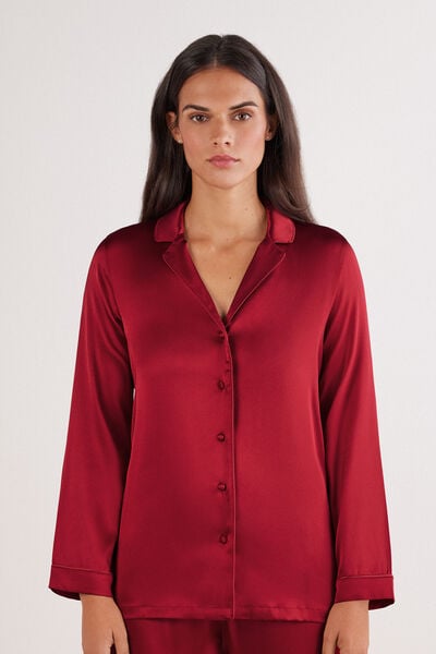 Intimissimi Chaqueta de Seda de Corte Masculino Mujer Rojo Tamaño M