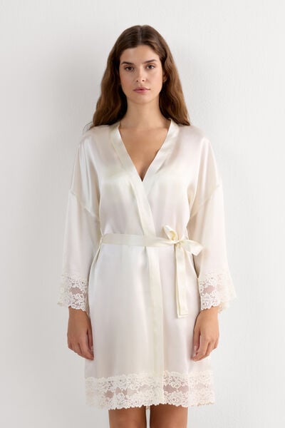 Intimissimi Kimono de Seda Pretty Flowers Mujer Marfil Tamaño M/L