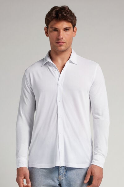 Intimissimi Camisa de Piqué de Modal y Seda Hombre Blanco Tamaño M