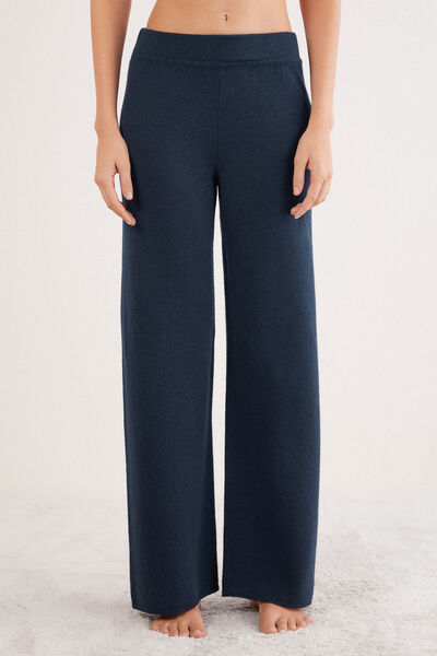 Intimissimi Pantalón Largo Palazzo de 100% Cashmere Mujer Azul Tamaño L