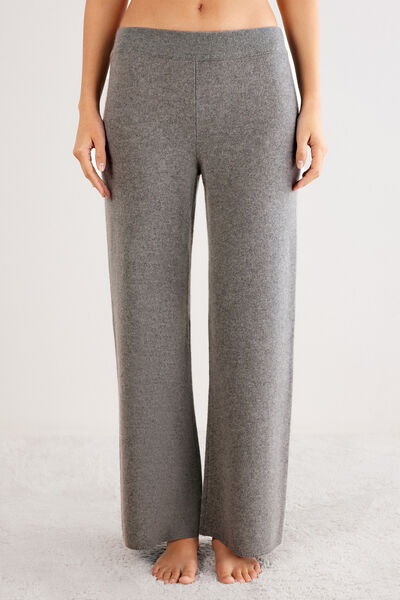 Intimissimi Pantalón Largo Palazzo de 100% Cashmere Mujer Gris Tamaño L