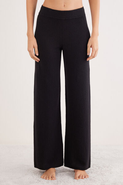 Intimissimi Pantalón Largo Palazzo de 100% Cashmere Mujer Negro Tamaño S
