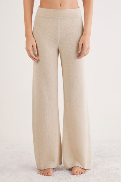 Intimissimi Pantalón Largo Palazzo de 100% Cashmere Mujer Beige Tamaño L