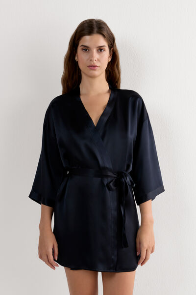Intimissimi Kimono de Seda Mujer Negro Tamaño M/L