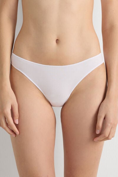 Intimissimi Braguita de Talle Bajo de Algodón Mujer Blanco Tamaño S