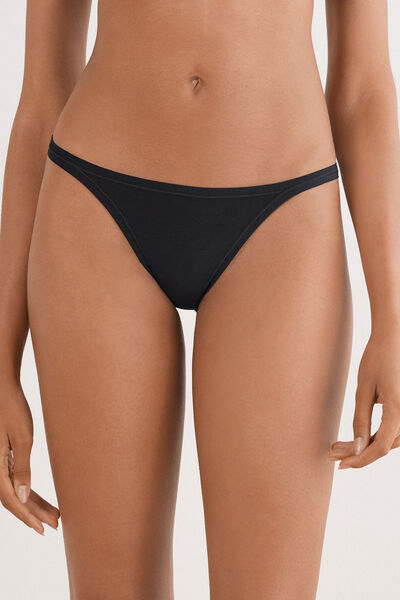 Intimissimi Tanga de Tira Lateral de Algodón Ultralight Cotton Mujer Negro Tamaño L