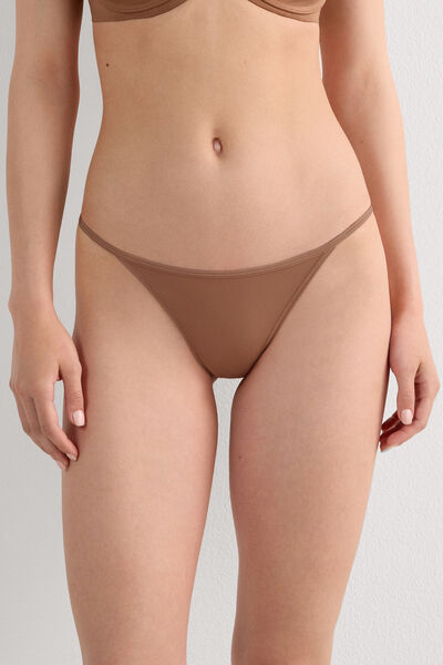 Intimissimi Tanga con Tira Lateral de Microfibra Ultraligera Mujer Natural Tamaño M