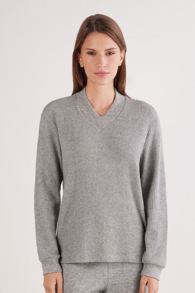 Intimissimi Jersey Cuello de Pico Soft Tricot Mujer Gris Tamaño S