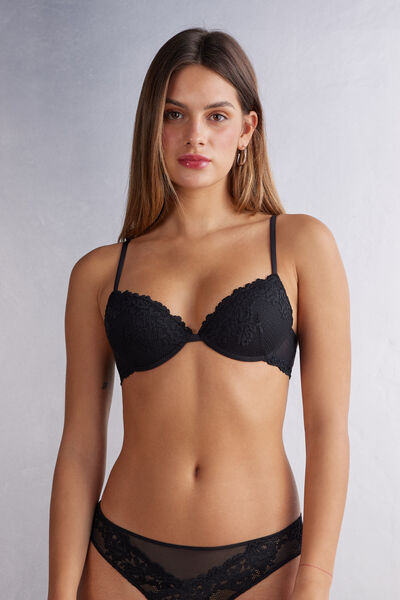 Intimissimi Sujetador Push-Up Bellissima Pretty Flowers Mujer Negro Tamaño 90C