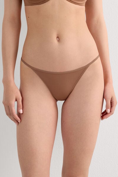 Intimissimi Tanga con Tira Lateral de Microfibra Ultraligera Mujer Natural Tamaño S