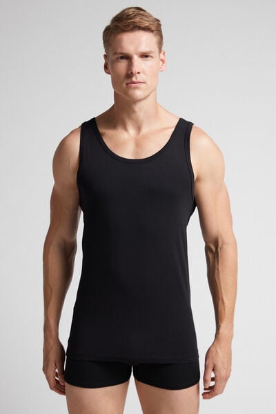 Intimissimi Camiseta de tirantes de algodón para hombre Hombre Negro Tamaño XL