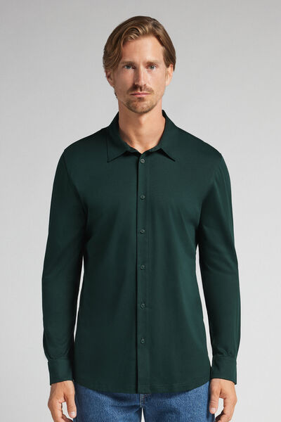 Intimissimi Camisa de Algodón Premium Mercerizado Hombre Verde Tamaño XL