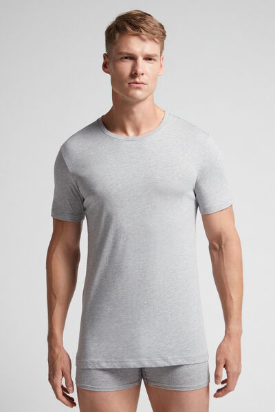 Intimissimi Camiseta con cuello redondo de algodón superior Hombre Gris Tamaño S