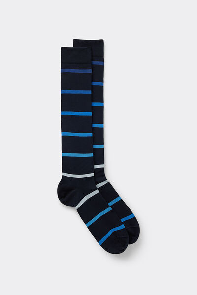 Intimissimi Calcetines Largos de Hilo de Escocia Estampados Hombre Azul Tamaño 44-45