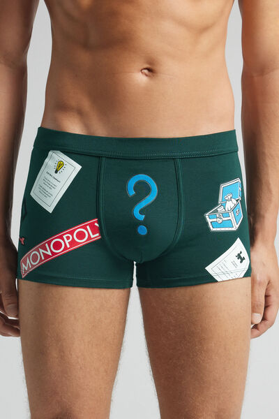 Intimissimi Bóxer de Algodón Superior Hasbro Monopoly Hombre Verde Tamaño 44