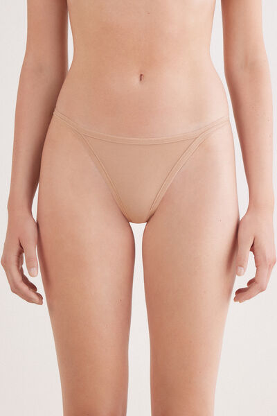 Intimissimi Tanga de Tira Lateral de Algodón Ultralight Cotton Mujer Natural Tamaño L