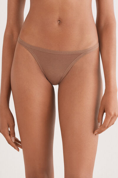 Intimissimi Tanga de Tira Lateral de Algodón Ultralight Cotton Mujer Natural Tamaño L