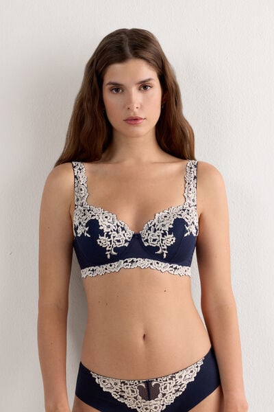 Intimissimi Sujetador balconette push up con encaje Sofia Pretty Flowers Mujer Azul Tamaño 90E