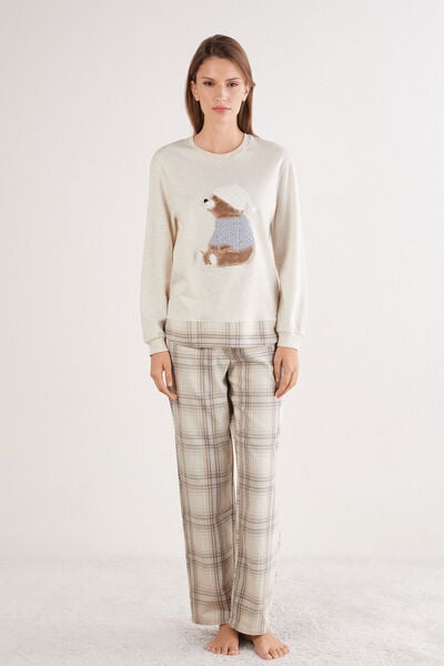 Intimissimi Pijama Largo de Algodón Winter Bear Mujer Blanco Tamaño L