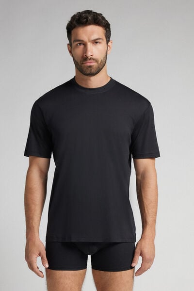 Intimissimi Camiseta de Algodón Superlight Premium Mercerizado Hombre Negro Tamaño XXL