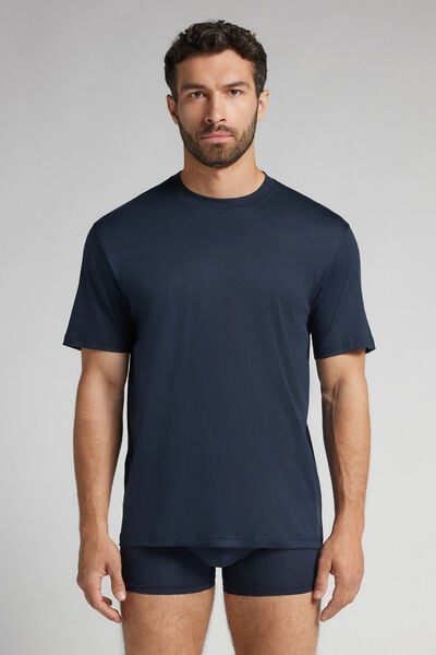 Intimissimi Camiseta de Algodón Superlight Premium Mercerizado Hombre Azul Tamaño L