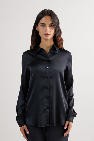 Intimissimi Camisa de Seda Mujer Negro Tamaño M