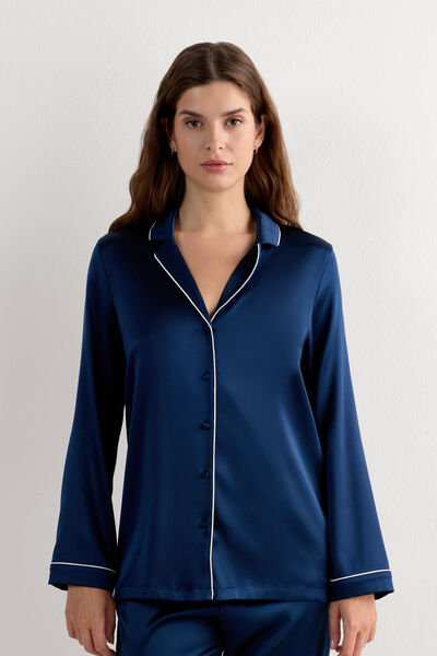 Intimissimi Chaqueta de Seda de Corte Masculino Mujer Azul Tamaño L