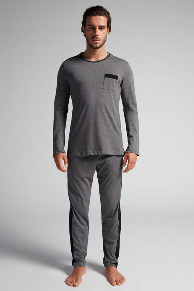 Intimissimi Pijama de Hombre de Algodón Superior Largo Hombre Gris Oscuro Tamaño L