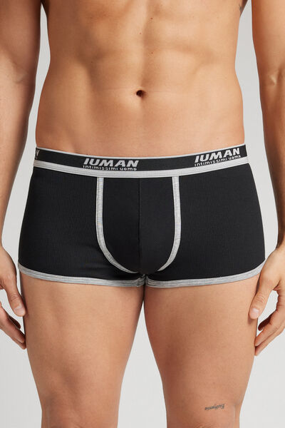 Intimissimi Bóxer de Algodón Superior de Canalé Hombre Negro Tamaño 38